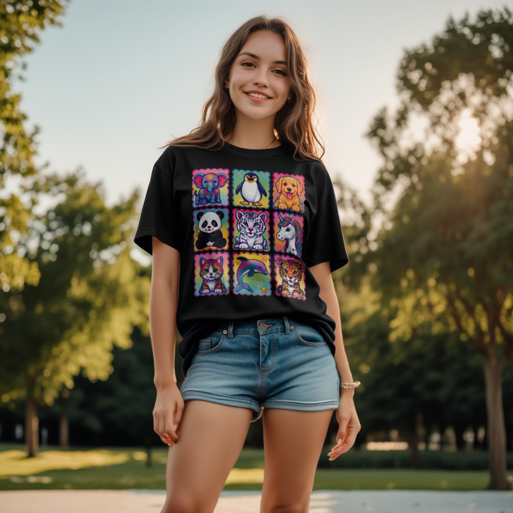 Rainbow Retro Nostalgia Animal Shirt  | 90s Inspired Vibrant Aesthetic