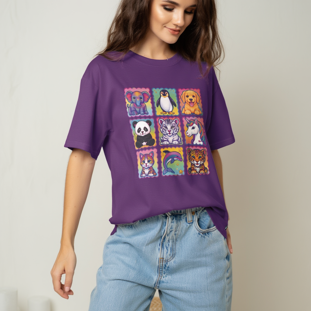 Rainbow Retro Nostalgia Animal Shirt  | 90s Inspired Vibrant Aesthetic