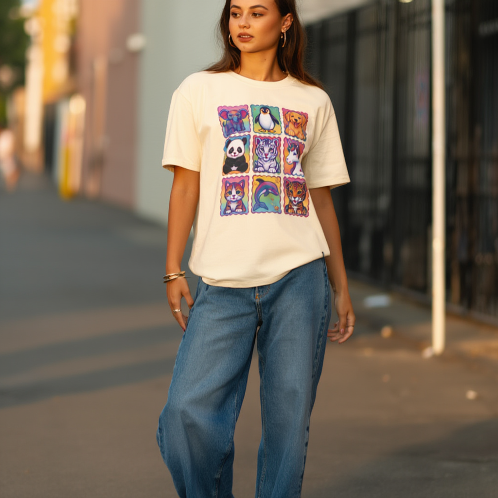 Rainbow Retro Nostalgia Animal Shirt  | 90s Inspired Vibrant Aesthetic