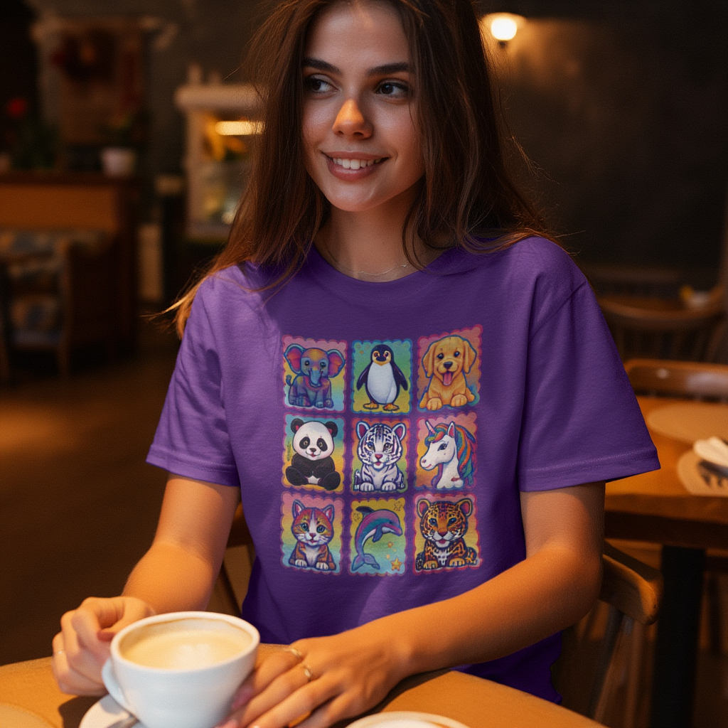 Rainbow Retro Nostalgia Animal Shirt  | 90s Inspired Vibrant Aesthetic
