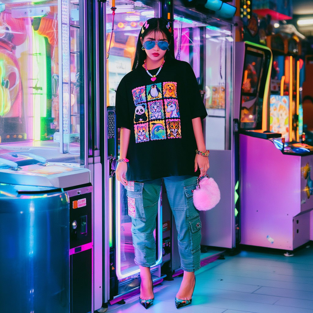 Rainbow Retro Nostalgia Animal Shirt  | 90s Inspired Vibrant Aesthetic